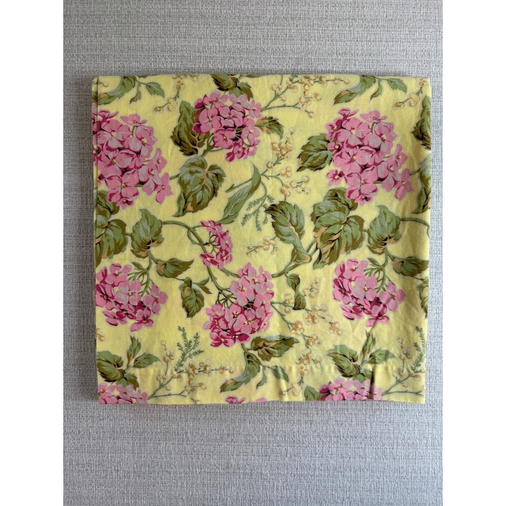 Zina Visa 100% Cotton Square Tablecloth Yellow Pink Hydrangeas‎ 67" X 68"